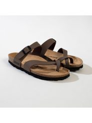 BACKSUN Japonki "Barcelone" w kolorze szarobrązowym rozmiar: 42. Brązowe klapki Backsun, bez wzorów, z materiału, z otwartym noskiem, bez obcasa. Za 130.99 zł.