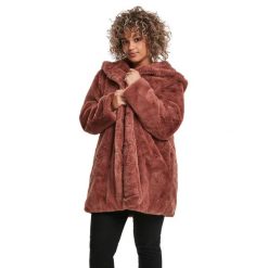 Płaszcz damski z kapturem Urban Classics Teddy. Czerwone płaszcze Urban Classics, m, bez wzorów, z kapturem. Za 304.00 zł.