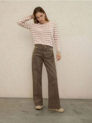 Jeansy wide leg z efektem sprania - brązowy. Brązowe jeansy Sinsay, bez wzorów. Za 69.99 zł.