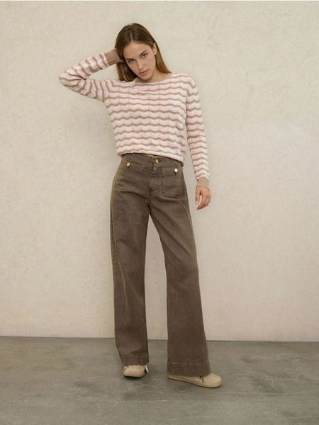 Jeansy wide leg z efektem sprania - brązowy. Brązowe jeansy Sinsay, bez wzorów. Za 69.99 zł.