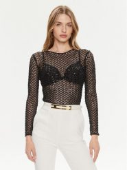 Elisabetta Franchi Body BO-014-42E2-6001 Czarny Slim Fit. Czarne body Elisabetta Franchi, bez wzorów, z syntetyku. Za 1,199.00 zł.