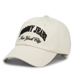 Czapka z daszkiem Tommy Jeans. Brązowe czapki Tommy Jeans, bez wzorów, z jeansu. Za 99.99 zł.