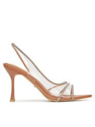 DeeZee Sandały F80493-1 Beżowy. Brązowe sandały DeeZee, bez wzorów, z materiału, bez obcasa, na szpilce, bez zapięcia. Za 159.99 zł.