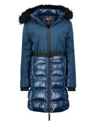 Geographical Norway Płaszcz zimowy "Dorifore" w kolorze granatowym rozmiar: L. Niebieskie płaszcze Geographical Norway, na zimę, l, bez wzorów, z puchu, bez kaptura. Za 223.46 zł.