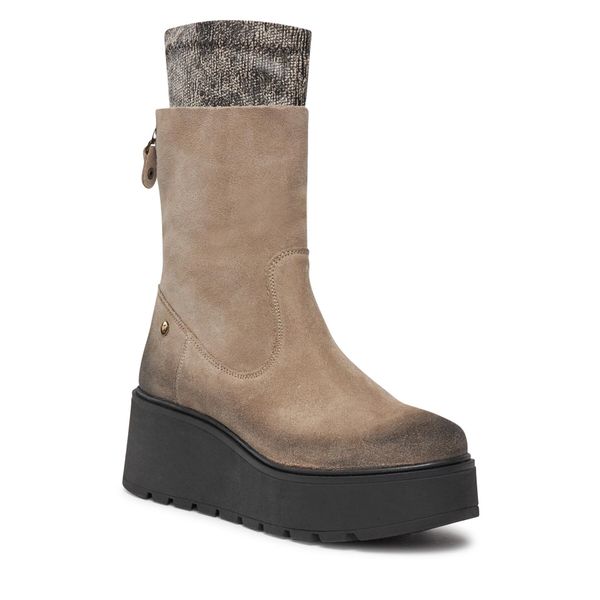 Botki Maciejka. Brązowe botki Maciejka, bez wzorów, bez obcasa, na koturnie, bez zapięcia. Za 479.99 zł.