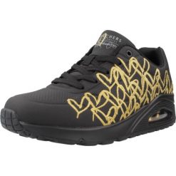 Kapcie SKECHERS UNO - GOLDEN HEART Czarny. Czarne obuwie domowe Skechers, bez wzorów, z syntetyku, bez zapięcia. Za 464.99 zł.