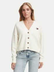 Tommy Jeans Kardigan Fluffy Badge DW0DW23830 Biały Regular Fit. Białe kardigany Tommy Jeans, xl, bez wzorów, z jeansu. Za 449.99 zł.
