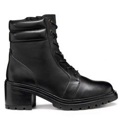 Botki Geox. Czarne botki Geox, bez wzorów, bez obcasa, na słupku, bez zapięcia. Za 639.99 zł.