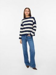 Vero Moda Sweter w kolorze granatowo-kremowym rozmiar: XL. Brązowe swetry Vero Moda, xl, bez wzorów, bez ramiączek. Za 121.45 zł.