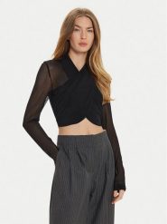 BARDOT Bluzka Aliyah 55001TB2 Czarny Slim Fit. Czarne bluzki Bardot, l, bez wzorów, z syntetyku, bez kołnierzyka, bez ramiączek. Za 169.99 zł.