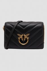 PINKO Czarna kopertówka Love Click Classic. Czarne torebki klasyczne Pinko, bez wzorów, ze skóry, pikowane, bez dodatków. W wyprzedaży za 1,809.99 zł.