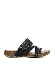 Rieker Klapki 61150-01 Czarny. Czarne klapki Rieker, bez wzorów, ze skóry, bez obcasa. Za 249.99 zł.