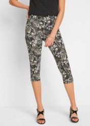 Legginsy capri z mieszanki bawełny. Czarne legginsy bonprix, bez wzorów, z bawełny. Za 72.99 zł.