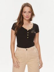 Guess T-Shirt W4RP47 K1814 Czarny Regular Fit. Czarne t-shirty Guess, xs, z aplikacjami, z bawełny, bez kołnierzyka, bez ramiączek. Za 209.99 zł.