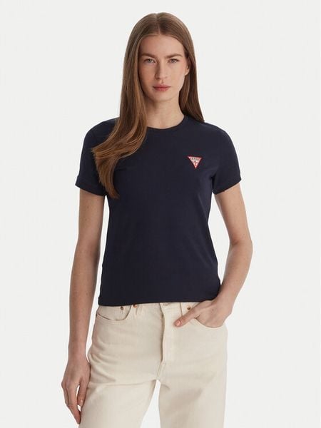 Guess T-Shirt W2YI44 J1314 Granatowy Regular Fit. Niebieskie t-shirty Guess, xs, z aplikacjami, z bawełny, bez kołnierzyka, bez ramiączek. Za 82.99 zł.