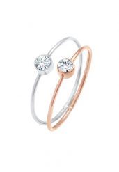 Elli Damski pierścionek do łączenia 2 części soliter Basic Bi-color w pozłacanym srebrze 925 Sterling Silver Pierścionki 1 ct. Szare pierścionki Elli, z kryształem, pozłacane. Za 168.99 zł.