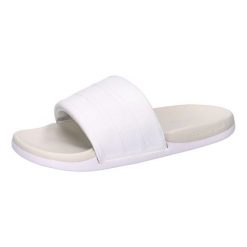 Klapki damskie adidas Comfort 2,0. Białe klapki Adidas, bez wzorów, z materiału, bez obcasa. Za 258.50 zł.