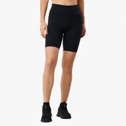 Krótkie legginsy treningowe damskie Swedemount Core High Waist szybkoschnące. Czarne legginsy sportowe SWEDEMOUNT, bez wzorów, z tkaniny, z podwyższonym stanem, do biegania. W wyprzedaży za 95.00 zł.
