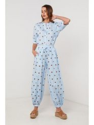 Lin Passion Spodnie materiałowe w kolorze błękitnym rozmiar: 34/36. Niebieskie spodnie materiałowe Lin Passion, bez wzorów, z bawełny, z standardowym stanem. Za 108.99 zł.