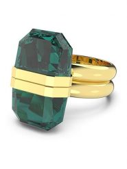 Swarovski Pierścionek z kryształem w kolorze złoto-zielonym rozmiar: 50. Zielone pierścionki SWAROVSKI, z kryształem, metalowe. Za 323.65 zł.