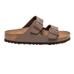 Klapki turystyczne uniseks Birkenstock Arizona 181. Brązowe klapki Birkenstock, bez wzorów, z materiału, bez obcasa. Za 389.00 zł.