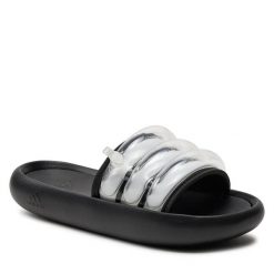 Klapki adidas. Czarne klapki Adidas, bez wzorów, bez obcasa. Za 179.99 zł.