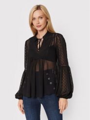 Guess Bluzka W2YH53 WDW52 Czarny Relaxed Fit. Czarne bluzki Guess, s, z aplikacjami, z syntetyku, bez kołnierzyka, bez ramiączek. Za 529.99 zł.
