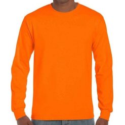 Ultra Bawełniana Koszulka Z Długim Rękawem Unisex Dla Dorosłych. Brązowe bluzki GILDAN, xl, bez wzorów, z bawełny, sportowe, bez kołnierzyka, bez ramiączek. Za 106.99 zł.