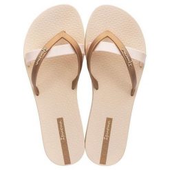 Japonki damskie Ipanema Kirei. Brązowe klapki Ipanema, bez wzorów, z materiału, bez obcasa. Za 58.49 zł.
