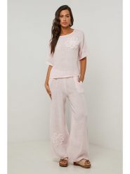 Le Monde du Lin Lniana bluzka w kolorze jasnoróżowym rozmiar: 36/38. Różowe bluzki Le Monde du Lin, bez wzorów, ze lnu, klasyczne, bez kołnierzyka, bez ramiączek. Za 202.95 zł.