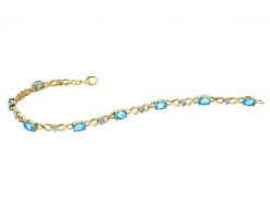 Bransoletka z żółtego złota z diamentami i topazami - 18 cm - próba 585. Żółte bransoletki Apart, z diamentem, złote. Za 7,990.00 zł.