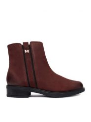 MEXX Botki CEO-MX/032C-WI23 Bordowy. Czerwone botki Mexx, bez wzorów, z nubiku, bez obcasa, na płaskiej podeszwie, bez zapięcia. Za 329.99 zł.