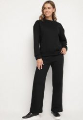 Czarny Bawełniany Komplet Dresowy Oversize z Ociepleniem Bluza i Spodnie Cantila. Czarne bluzy Born2be, m, bez wzorów, z bawełny, bez kaptura. Za 129.99 zł.
