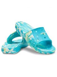 Crocs Klapki "Baya II" w kolorze błękitno-żółto-białym rozmiar: 39/40. Niebieskie klapki Crocs, bez wzorów, z otwartym noskiem, bez obcasa. Za 118.56 zł.