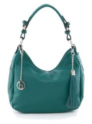 Lia Biassoni Skórzana torebka "Monate" w kolorze turkusowym - 36 x 26 x 10 cm rozmiar: onesize. Niebieskie torby na ramię Lia Biassoni, bez wzorów, z materiału, na ramię, bez dodatków. Za 260.99 zł.
