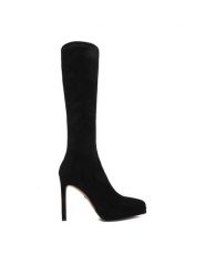 Nine West Kozaki CEO-DALAL-01 Czarny. Czarne kozaki Nine West, z materiału, bez obcasa, na szpilce, bez zapięcia. Za 359.99 zł.