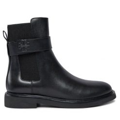 Sztyblety Tory Burch. Czarne botki Tory Burch, bez wzorów, bez obcasa, na płaskiej podeszwie, bez zapięcia. Za 2,019.00 zł.