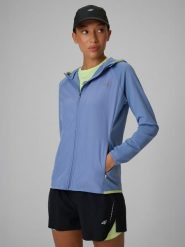 4F Bluza do biegania regular z kapturem damska - niebieska L. Niebieskie bluzy 4f, l, bez wzorów, z kapturem. Za 249.99 zł.