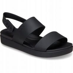 Sandały dla Kobiet Crocs Brooklyn Backstrap Low. Czarne sandały Crocs, bez wzorów, z materiału, eleganckie, bez obcasa, na obcasie, bez zapięcia. Za 239.99 zł.