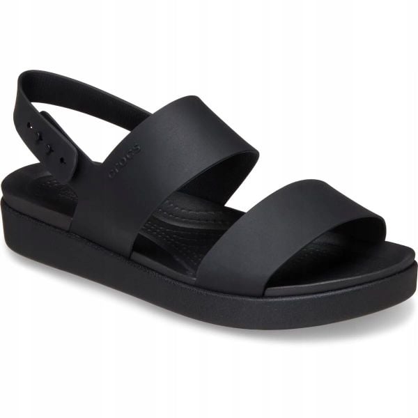 Sandały dla Kobiet Crocs Brooklyn Backstrap Low. Czarne sandały Crocs, bez wzorów, z materiału, eleganckie, bez obcasa, na obcasie, bez zapięcia. Za 239.99 zł.