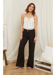 Rodier Lin Lniane spodnie w kolorze czarnym rozmiar: XL/XXL. Czarne spodnie materiałowe Rodier Lin, na co dzień, xl, bez wzorów, ze lnu. Za 105.63 zł.