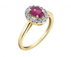 Pierścionek z żółtego złota z diamentami i rubinem - próba 585. Żółte pierścionki Apart, z diamentem, złote. W wyprzedaży za 2,233.00 zł.