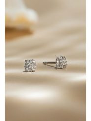 DIAMANTA Złote kolczyki-wkrętki "Puces carreaux" z diamentami rozmiar: onesize. Szare kolczyki DIAMANTA, z diamentem, złote. Za 968.45 zł.