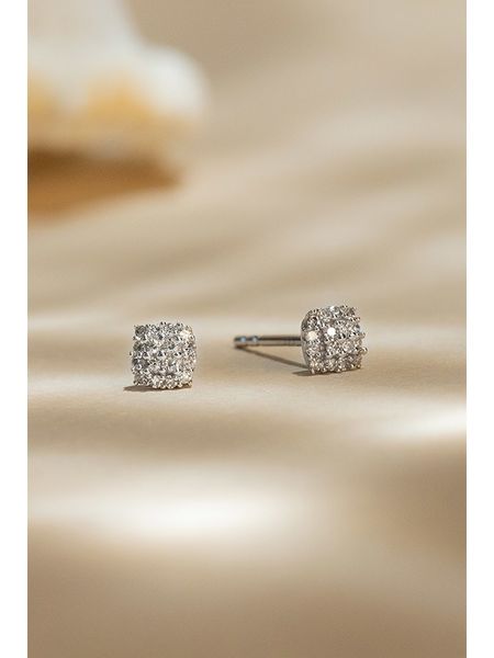 DIAMANTA Złote kolczyki-wkrętki "Puces carreaux" z diamentami rozmiar: onesize. Szare kolczyki DIAMANTA, z diamentem, złote. Za 961.84 zł.