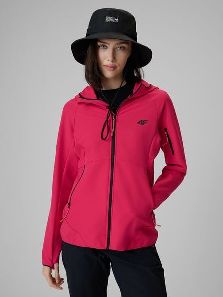 4F Kurtka softshell wiatroodporna damska - różowa M. Czerwone kurtki sportowe 4f, na lato, l, bez wzorów, z softshellu, bez kaptura, trekkingowe. W wyprzedaży za 199.99 zł.