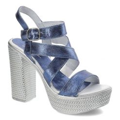 Niebieskie Sandały Simen Damskie Eleganckie Buty. Niebieskie sandały Simen, bez wzorów, ze skóry, eleganckie, bez obcasa, na obcasie, bez zapięcia. Za 189.00 zł.