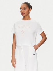 Guess T-Shirt V5GI18 I3Z14 Biały Regular Fit. Białe t-shirty Guess, xs, z aplikacjami, z bawełny, bez kołnierzyka, bez ramiączek. Za 97.00 zł.