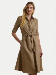 LAUREN RALPH LAUREN Sukienka koszulowa 200905667016 Beżowy Regular Fit. Brązowe sukienki Lauren Ralph Lauren, bez wzorów, ze lnu, bez kołnierzyka, bez ramiączek, koszulowe. Za 829.99 zł.