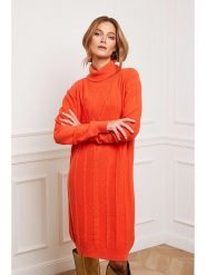 Joséfine Sukienka dzianinowa "Felicidad" w kolorze pomarańczowym rozmiar: XL. Pomarańczowe sukienki Joséfine, na co dzień, xl, bez wzorów, z dzianiny, bez kołnierzyka, bez ramiączek, midi, proste. Za 195.99 zł.