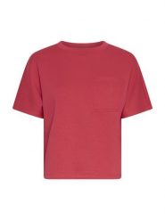 MOSS COPENHAGEN Koszulka "Harissa Ima" w kolorze czerwonym rozmiar: L/XL. Czerwone bluzki Moss Copenhagen, l, bez wzorów, z wiskozy, klasyczne, bez kołnierzyka, bez ramiączek. Za 123.25 zł.